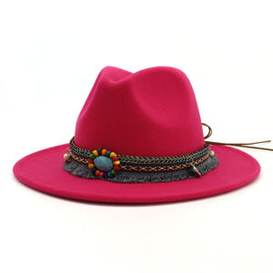 Teal Gemstone Tissue Hat <span class=keywords><strong>Band</strong></span> Hombre hecho Fool <span class=keywords><strong>Felt</strong></span> Fedora Sombreros para mujeres - Product Image 4