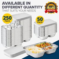 Conteneur rectangulaire jetable en aluminium épais de 230 ml (8 oz) avec couvercle en plastique PP de qualité alimentaire, moulé en pulpe, idéal pour les plats à emporter rapides