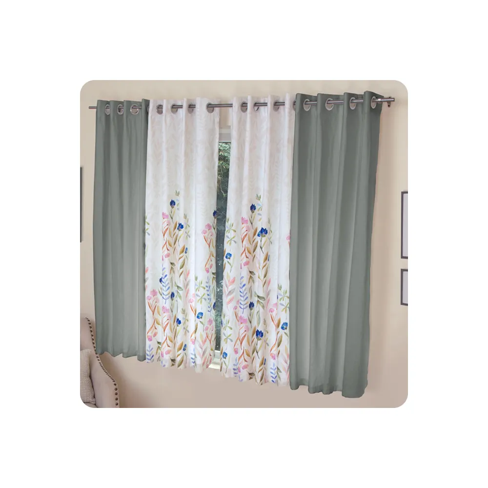 New Arrival Curtain Window Curtain Customized Printed Living Room Cotton Bulk Supply