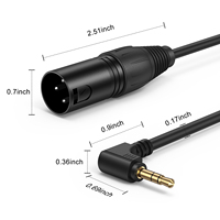 Câble audio en gros CableCreation, cordon micro/haut-parleur tressé en PVC plaqué or, connecteurs stéréo TRS mâle 3,5 mm à XLR mâle coudé