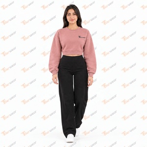 Sudadera Corta con Cuello Redondo para Mujer Tiierwear, Diseño con Letras Bordadas en Rosa, Ropa Casual de Otoño - Product Image 2