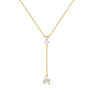 Collar QLEESI con Colgante de Plata de Ley S925 en Forma de Y, con Zirconia en Forma de Lágrima, Estilo INS - Product Image 5