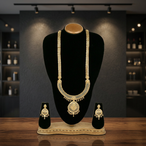 Parure de bijoux longue plaquée or 14K 18K 24K pour mariée, comprenant des colliers longs, bijoux de mode et bijoux traditionnels - Product Image 5