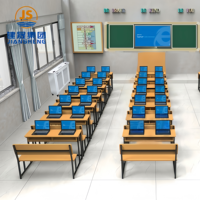 Banc d'école ergonomique avec siège en bois durable et structure métallique robuste, assise confortable, table et chaises pour salle de classe