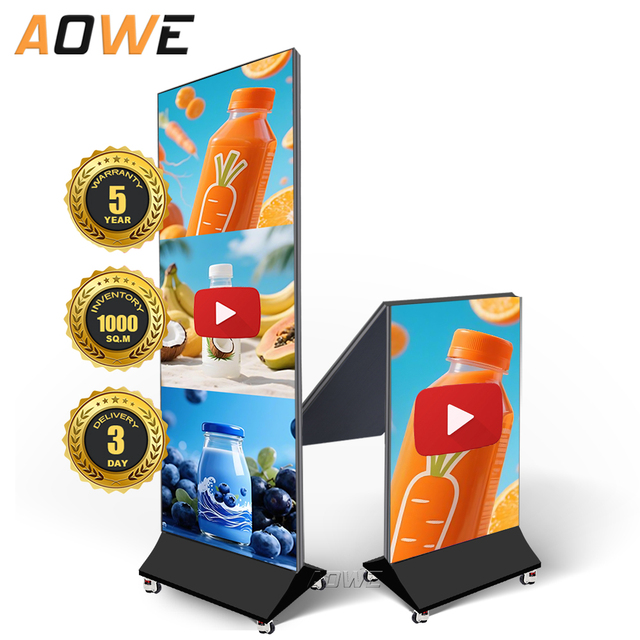 Moveable Foldable Led Poster Folding Screen P1.5 P1.8 P2.5 Wifi Stand Advertising Digital Signage Display for Shopping Mall