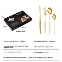 Ensemble de couverts réutilisables en acier inoxydable 24 pièces, style portugais platine, pour mariages et fêtes, couteau, fourchette, cuillère, baguettes