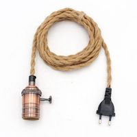 Cordon d'alimentation certifié UE DIY avec prise, recouvert de corde de chanvre, support d'ampoule fileté E26, interrupteur marche/arrêt, ensembles de cordons de suspension vintage pour lampe
