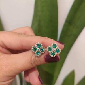 Boucles d'oreilles en diamants de laboratoire de qualité supérieure pour femmes, taille brillant rond, argent sterling 925, or massif 14 carats, bijoux de luxe intemporels - Product Image 3