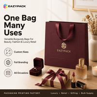 Sacs en papier personnalisés de qualité supérieure avec logo, sacs de shopping en kraft rouge mat de luxe, emballages cadeaux et de vente au détail en gros