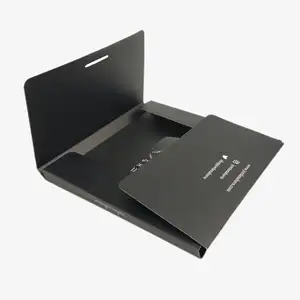 Caixa de envelope de papel preta embalagem da camiseta de luxo do design personalizado da fábrica