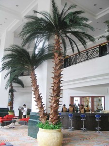 Washingtonia ต้นปาล์มลำต้นตรงจำลองสีไฟเบอร์กลาสป้องกันรังสียูวีออกแบบตกแต่งกลางแจ้ง - Product Image 6