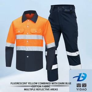 Combinaison <span class=keywords><strong>de</strong></span> <span class=keywords><strong>travail</strong></span> haute visibilité 100% coton avec bandes réfléchissantes, respirante et ventilée, manches longues, YIDAO YD-WC-A5, unisexe, vente en gros - Product Image 2