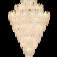 Lustre en verre à plumes dorées de luxe français GRSD, dimmable, taille moyenne, pour villas, salons, chambres, halls d'hôtel, restaurants