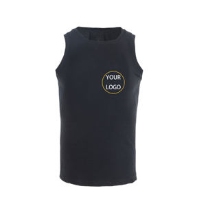 Camiseta sin mangas ajustada de lana merina para hombre, ropa de Fitness sin olor con logotipo personalizado para entrenamiento de gimnasio, tela teñida de hilo de 180GSM - Product Image 1