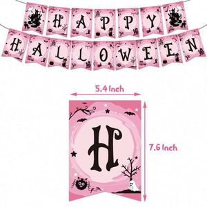 Set de Decoración para Fiesta Temática de Halloween con Pancarta Rosa, Pastel, Bandera Grande Insertable y Globos - Product Image 4