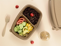 Boîte à lunch carrée en balle de riz écologique à 2 compartiments, 800 ml, compatible micro-ondes, étanche, empilable, sans BPA, récipient alimentaire