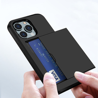 Casing HP Hybrid 2 in 1 dengan Kantung Kartu untuk iPhone 14 Pro Max 13 12 11 Pro