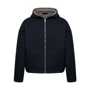 Finch May <span class=keywords><strong>2025</strong></span> Thiết Kế Người Đàn Ông Của kẻ sọc Boxy Zip up Drop Vai Dây Kéo Áo Khoác Nặng In 500gsm Có Thể Đảo Ngược Áo - Product Image 6