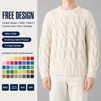Pull-over en maille torsadée épaisse pour homme, style Old Money, col rond, manches longues, fabrication OEM/ODM sur mesure, vente en gros pour l'hiver