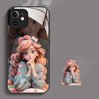 Coque arrière de téléphone portable PC TPU en verre d'impression de princesse papillon mignon pour Iphone 8 SE X Xr XS 11 12 13 14 15 16 17 Pro Max