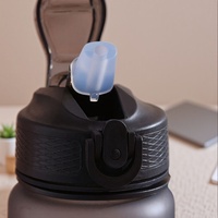 Bouteille d'eau sport portable en plastique 1L avec logo personnalisé, couleur dégradée, avec paille, pour étudiants et activités de plein air