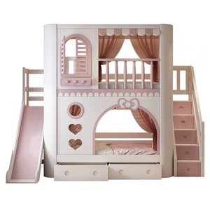 Letti a castello JS moderni in legno massello, comodi letti per bambini di piccole dimensioni, design a castello da <span class=keywords><strong>principessa</strong></span> per la <span class=keywords><strong>cameretta</strong></span> scolastica - Product Image 6