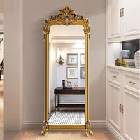 Miroir sur pied pleine longueur de style baroque européen, avec cadre en polyuréthane, feuille d'aluminium faite à la main, rétro, pour usage domestique et magasins de vêtements