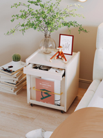 Mesita de Noche Móvil Creativa, Gabinete Lateral de Sofá de Lujo y Alta Gama, Gabinete Pequeño de Almacenamiento para Dormitorio Estilo Crema