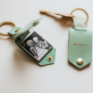 Father's Day <b>Leather</b> Gift <b>Keychain</b> Photo Holder Couple <b>Keychain</b>, Logo Printable - Product Image 2