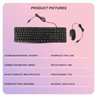 Clavier et souris filaires pour ordinateur, combo économique, clavier et souris filaires russes/français/coréens/espagnols/portugais