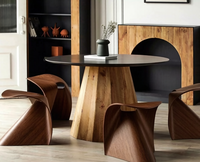 Chaise de salle à manger créative en noyer massif, siège de forme irrégulière, style moderne et minimaliste, pour salon, restaurant, salon de thé, meubles