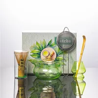 Ensemble de thé matcha Kung Fu en verre à arc, style japonais et minimaliste, résistant à la chaleur, écologique, avec support de séparation, pour un usage domestique