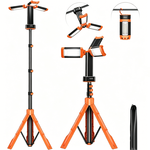 Portable Camping Light with Stand Rechargeable Work Light Camp Lanterns with Bag for Garage,Outdoor Work,Emergency Power Outages