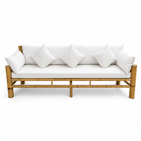 Sofa Daybed Bambu Ramah Lingkungan untuk Luar Ruangan dengan Bantal Berkualitas Tinggi Tahan Cuaca Untuk Hotel, Resor, Vila, Klub Pantai