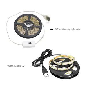 Sensor gerak RGB IC DC 5V warna-warni SMD 5050 lampu latar belakang TV lampu Strip pintar fleksibel konektor USB lampu Strip LED