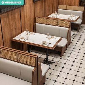 Wholesale Light Luxury Restaurant Furniture Hotel Booth Sofa Leather Sofa Modern Leather Upholstered Cafe Booth Seating - Product Image 3