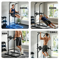 Torre de Ejercicios Multifuncional con Barra de Dominadas y Estación de Dips de Altura Ajustable, Ideal para Entrenamiento de Fuerza y Calistenia en Casa