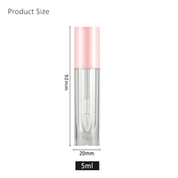 Tube de brillant à lèvres transparent avec capuchon à vis en plastique de 5 ml, sérigraphie/estampage à chaud, couvercle or rose, vente en gros d'usine