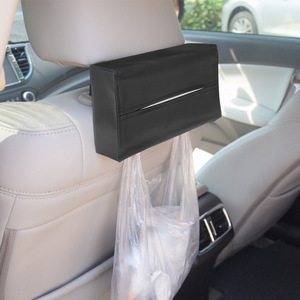 Housse de boîte à mouchoirs pour voiture, en cuir noir, rectangulaire, à suspendre, rangement pour pare-soleil, dossier de siège, accoudoir - Product Image 1