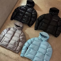 Veste matelassée vintage ample à capuche avec fermeture éclair intégrale, logo personnalisé en 3D amovible, velcro, luxe, designer, épaisse, hiver