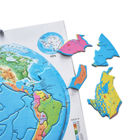 Autocollants magnétiques souples en PVC pour réfrigérateur, imperméables, à thème de dessin animé, pour l'apprentissage des enfants, avec puzzle du monde à sublimation de carte bleue