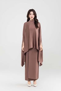 मामूली सुरुचिपूर्ण मुस्लिम महिलाओं 2 टुकड़ा सेट स्लीक आस्तीन कैप टॉप और मैक्सी ड्रेस अनुकूलन योग्य - Product Image 5