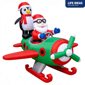 <b>Inflatable</b> Christmas Santa Claus with Dog and Gift <b>Backpack</b> LED Light Illuminated Large Size Blow up Outdoor Yard Holiday Decor - Product Image 5