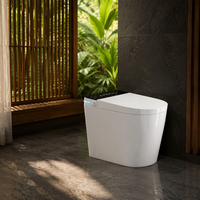 WC intelligent à poser au sol avec siège chauffant, chasse d'eau automatique sans contact, capteur au pied et télécommande
