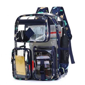 Fashionable Graffiti Pattern Book Bag Big Capacity PVC Transparent Travel <b>Backpack</b> Trend Clear <b>Student</b> <b>Backpack</b> - Product Image 3