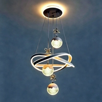 Lustre LED style nordique en forme d'infini, lampe suspendue en cristal cube, luminaire décoratif pour hôtel, villa, escalier
