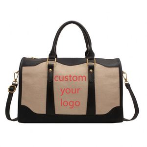 Latest Design <b>Canvas</b> Weekend Travel Crossbody Shoulder <b>Bag</b> <b>Large</b> Capacity Vintage Leather Travel Duffle <b>Bags</b> - Product Image 2