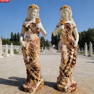 Statues de demoiselles d'honneur en <span class=keywords><strong>marbre</strong></span> sculptées à la main grandeur nature YOUFINE, art classique pour villa, décoration extérieure - Product Image 3