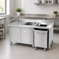 Chariot de nettoyage en acier inoxydable, chariot mobile pour déchets alimentaires, séparateur d'eau et d'huile, bac extractible pour restaurant, cantine, sur mesure