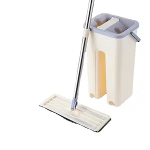 Haste de aço inoxidável para limpeza doméstica, vara rotativa 360 de microfibra com balde, limpeza seca e molhada